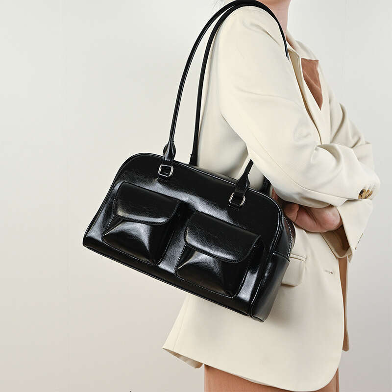 3f 2025 New Tote Large Capacity Women's Single Shoulder Underarm Oil Wax Leather Double Bag Casual Handbag