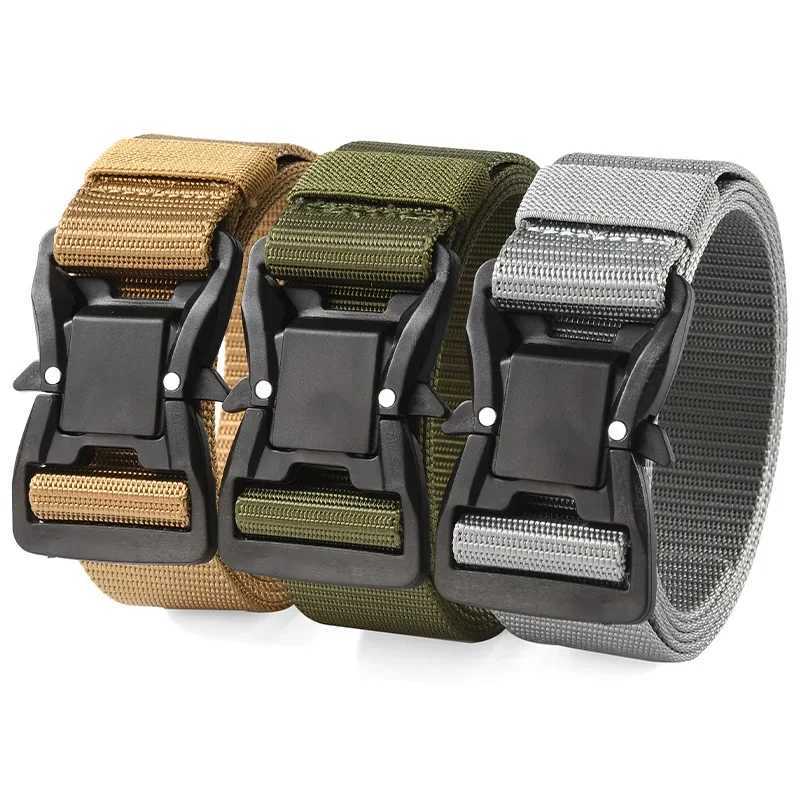 Plus Large Size 125 140 160 180cm Mens Belt Canvas Multi functional Tactical Quick Release Magnetic Alloy Buckle W250326