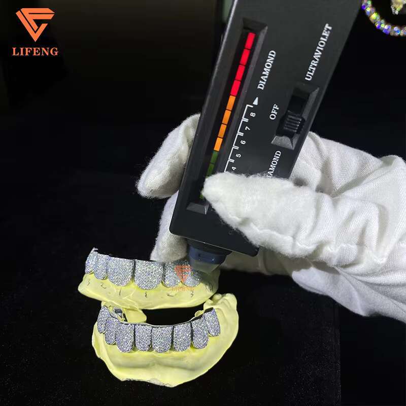 Iced Out VVS1 Moissanite Diamond Teeth for Grillz Customized 925 Silver White Gold Plated Grillz Teeth Grillz Hip Hop for Men