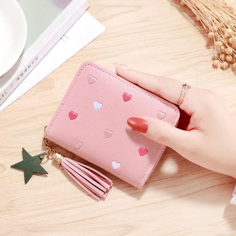 Women's Mini Tassel Cute Girl Short Zipper Cute Pu Leather Designer Wallet Women's Handheld Wallet Cartera