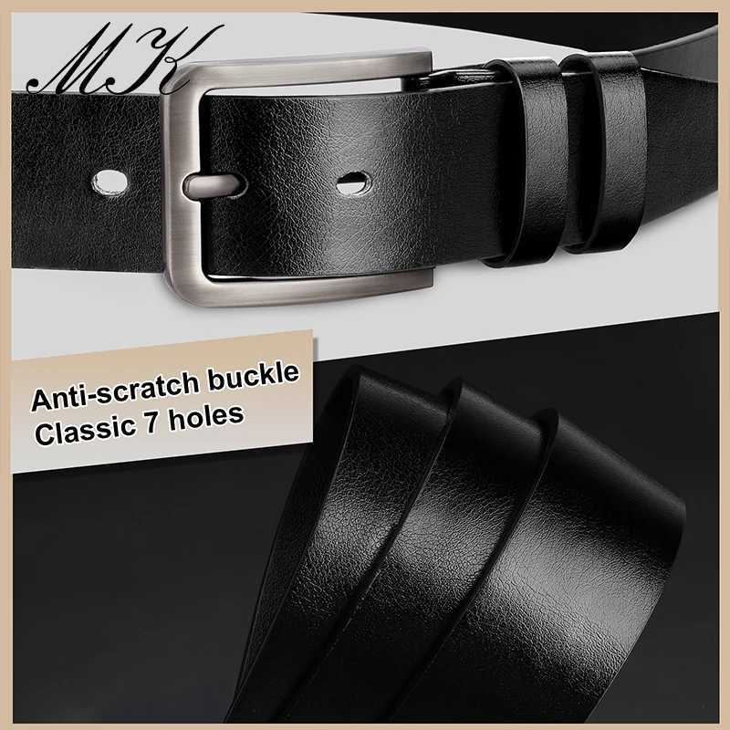 Maikun Fashion Mens Scratch resistant Alloy Pin Buckle Strap Casual Classic 7-hole PU Strap Business Set with Jeans Belt W250326