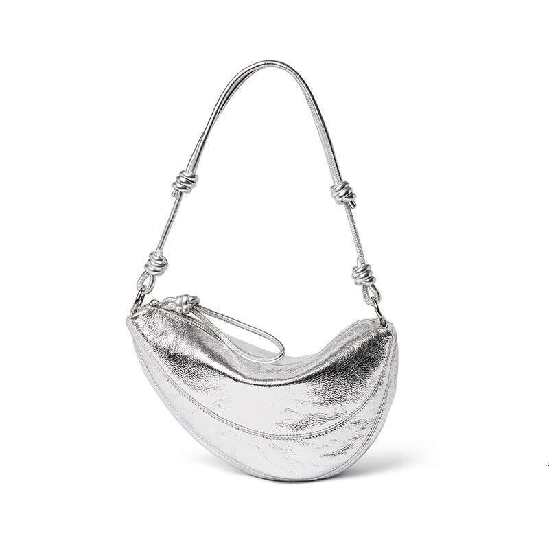 Women's Bags Niche Style Half-Moon Shape Flap Saddle Small First Layer Cow Leather Women Shoulder High-End Daily-Use Crossbody Bag
