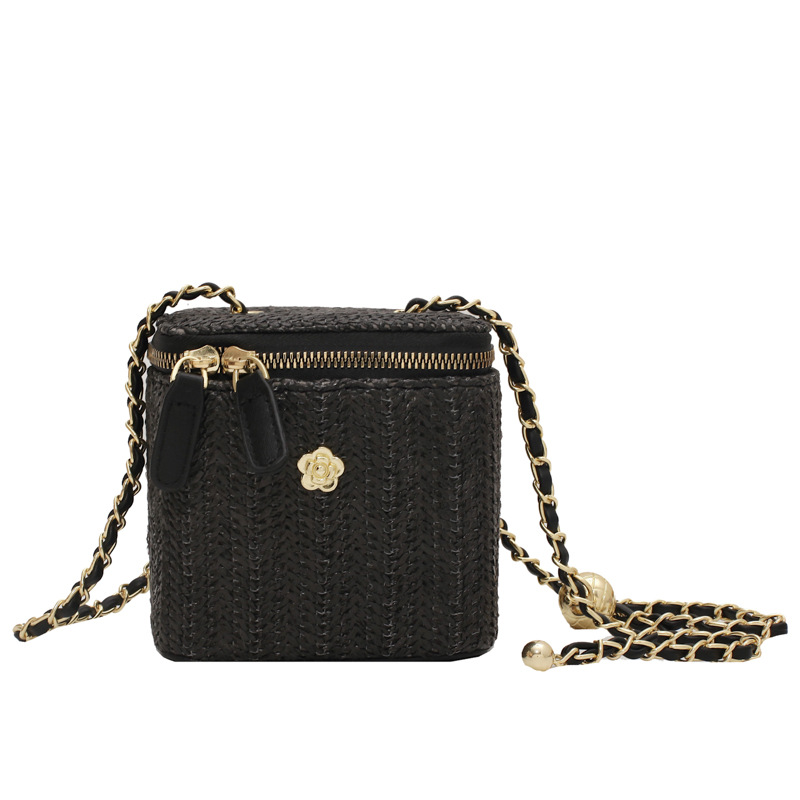 Women's small straw bag fragrance new woven tote box bag beach shoulder crossbody bag 2025s hot