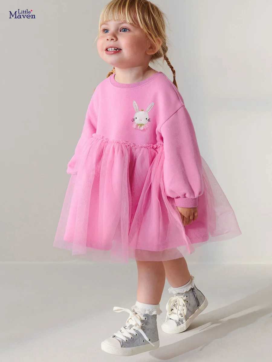 Spring/Autumn 2025 European and American Sled Girl Long Sleeve Mesh Dress 2-7 Year Childrens Cotton Princess Dress W250326