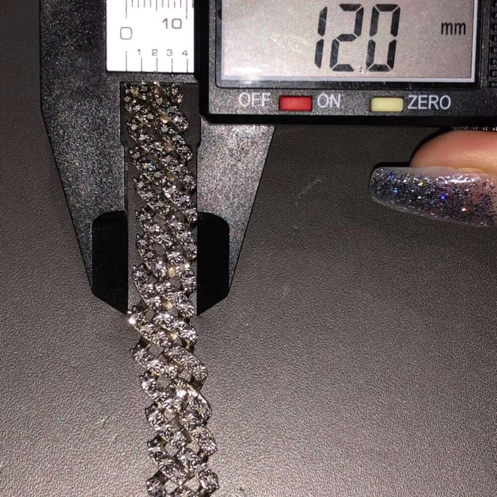 Customizable Iced Out VVS Moissanite Diamond 12MM Cuban Link Chain in 925 Sterling Silver Hiphop Moissanite Cuban Chain