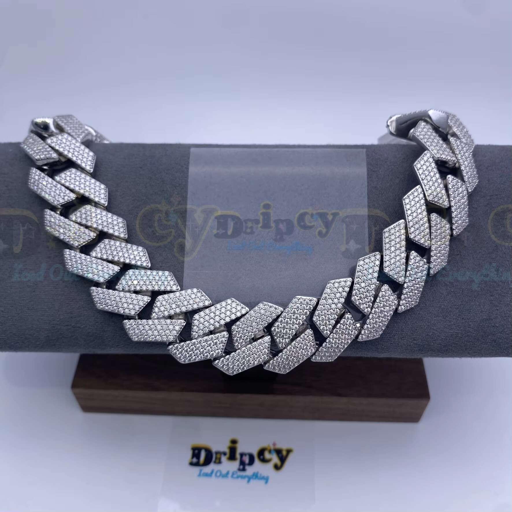 Factory Moissanite Vvs1 d Color Cuban Link Chain Real Iced Necklace Hip Hop Pass Diamond Test Blingbling