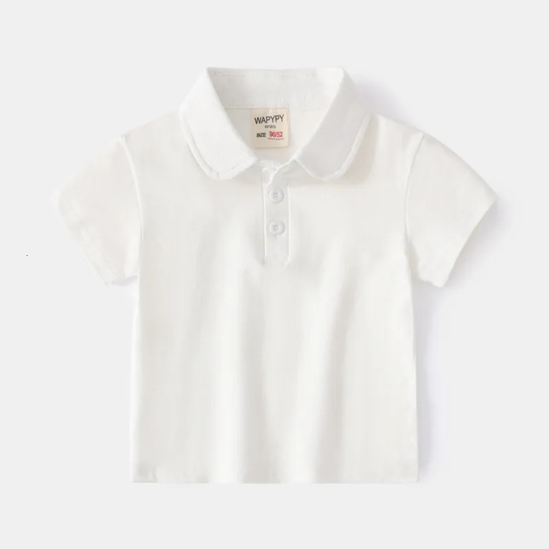 100% Cotton Basic White Polo T Shirt for Boys Girls 0 to 1 2 3 4 5 6 7 Years Summer Clothes Boys Shirt Polos for Children Tops 250326