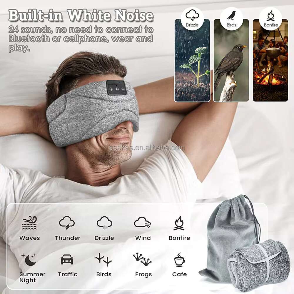 Bluetooth earphones with 24 built-in white noise used side lying 3D silk goggles, for sleep OEM