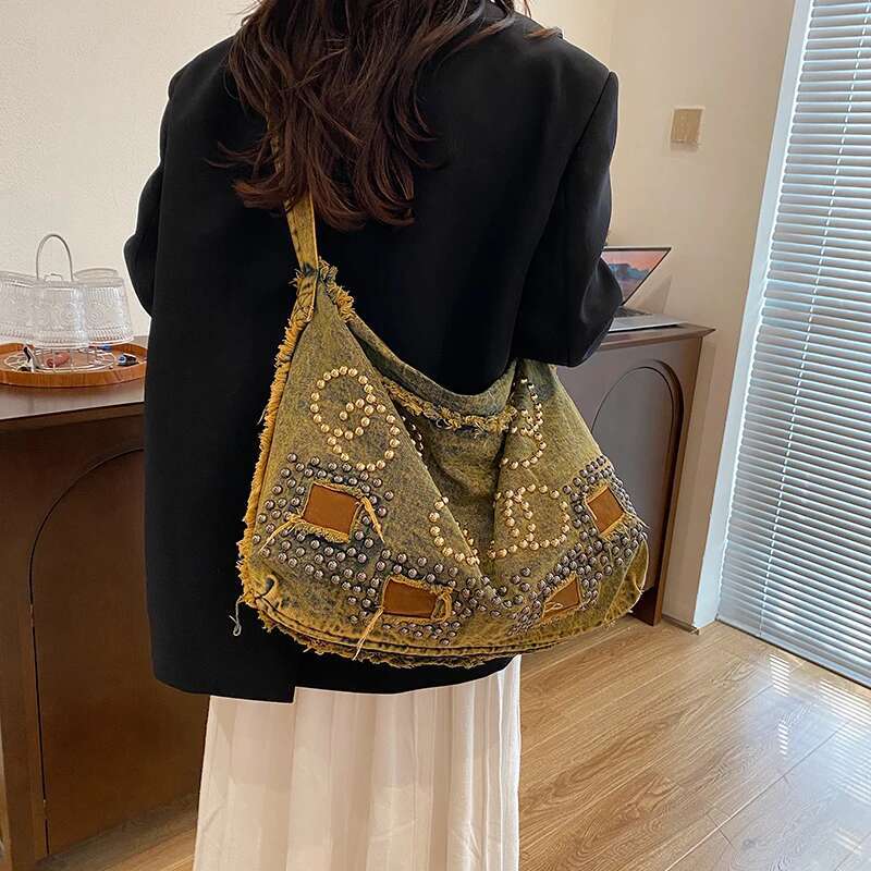 Women Fashion Travel Crossbody Casual Denim Bag New Trend Hobos High Quality Female Shoulder Messenger Totes Large Capacity