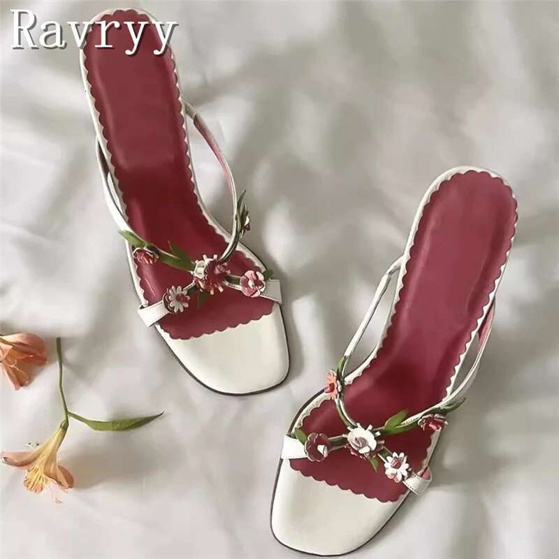Beautiful wers High Heels Slippers Women Summer New Designer Square Toe Cross Strap Sandals Sweet Girls Dress Shoes