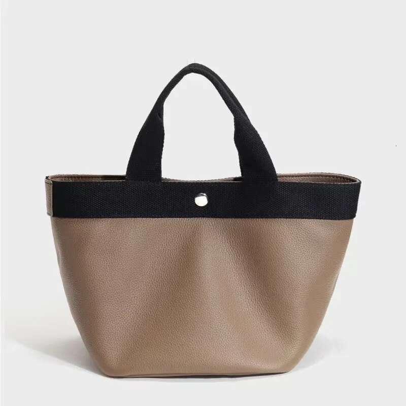 Bucket Bag, Women's Handbag, High-Capacity, Hand-Held Vegetable Basket, Genuine Leather, Cowhide Crossbody, Hand-Held, Commuting