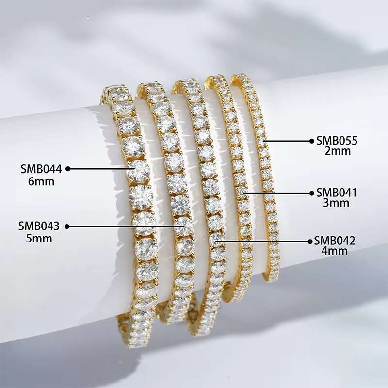 5mm 0.5ct Moissanite Stone Fine Jewelry Bracelet Luxury Women Beautiful Tennis Bracelet Chain