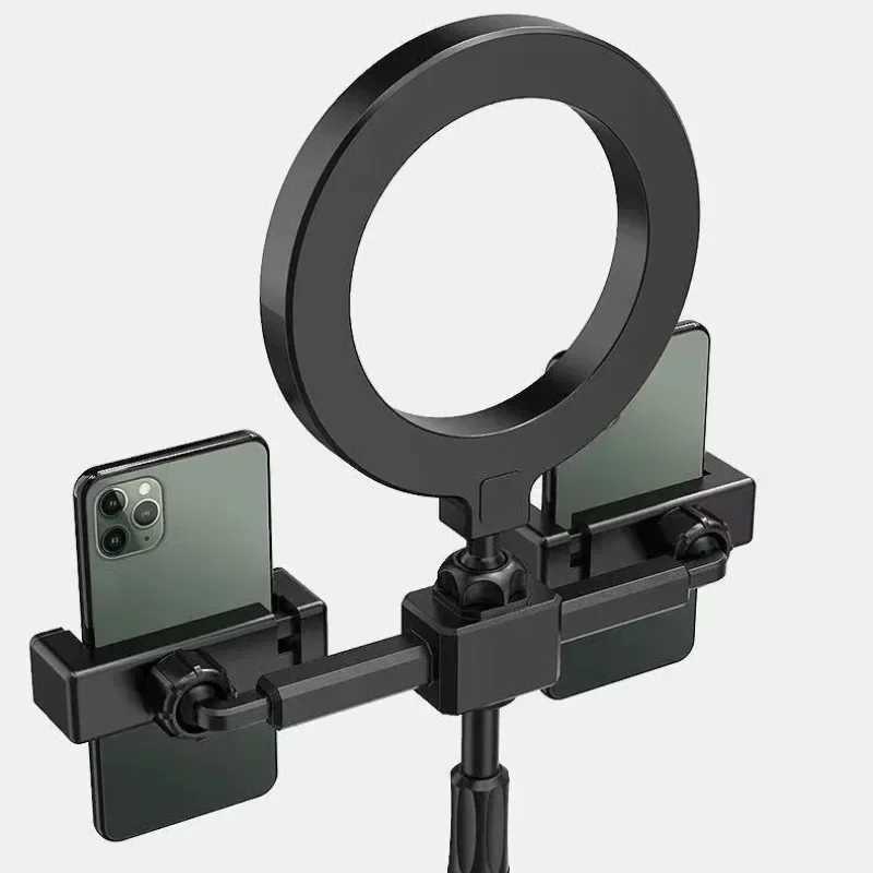 Mobile with ring light tripod top desktop phone stand used for video photo shooting floor standXJ250326