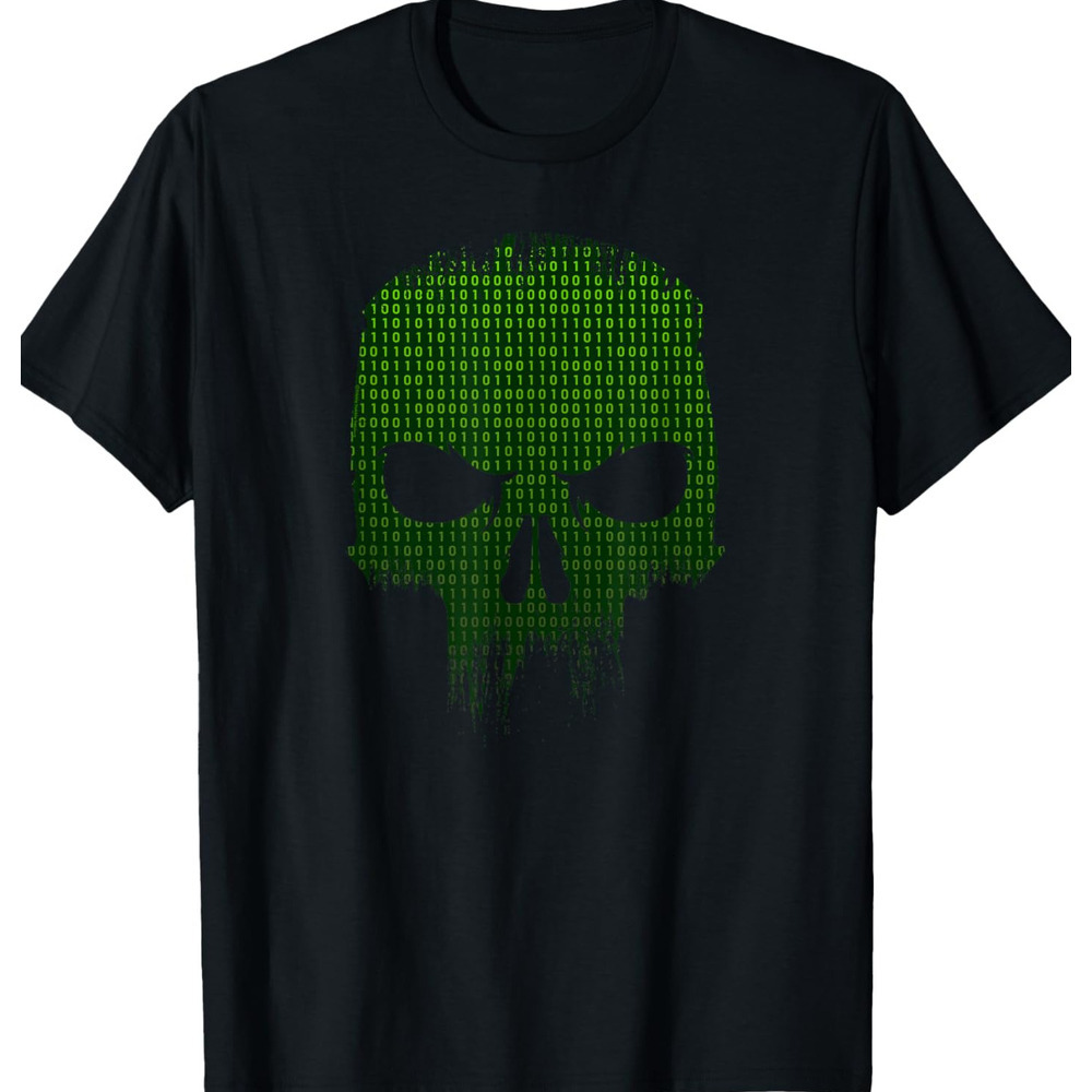 T shirt for Mens Binary Code Skull Computer Programmer Developer Tech Geek Graphic Tee Casual Tops Clothes Short sleeve cool