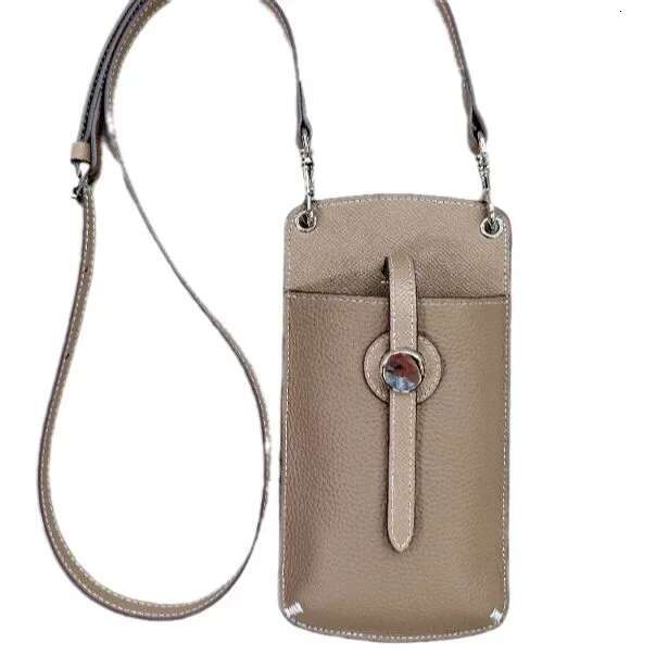Genuine Leather Drawstring Phone Vertical Single Shoulder Crossbody Trendy Card Bag, Mini Purses And Handbags