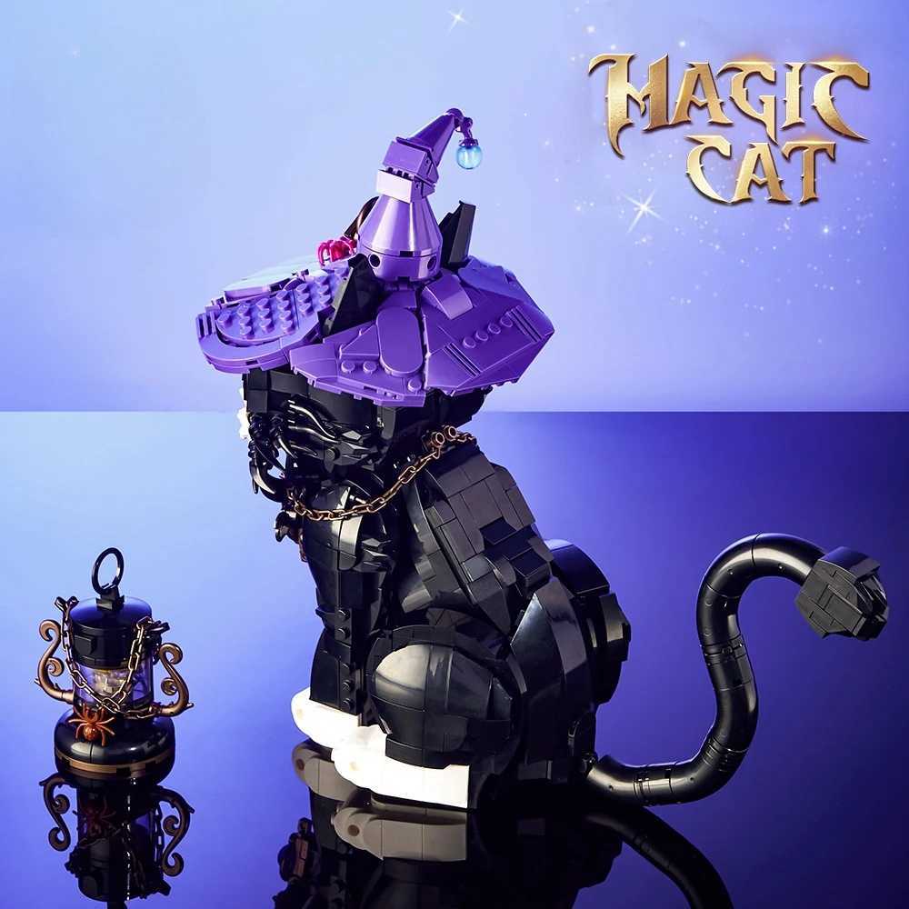 MOC Magic cat building blocks eyes can change color to assemble creative models collect blocks as gifts for adults and childrenXJ250326