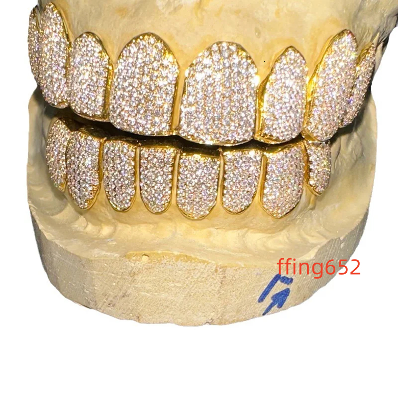 Princess Cut 10k Custom VVS Moissanite Diamonds 925 Sterling Silver Bling Iced Perm Deep Cut Gold Teeth Grillz Body Weddings