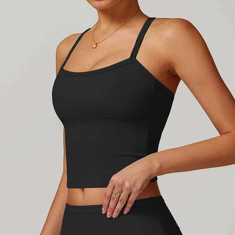 Womens cross back yoga top breathable and shockproof sports vest fitness bra with padding gym crop running top W250326