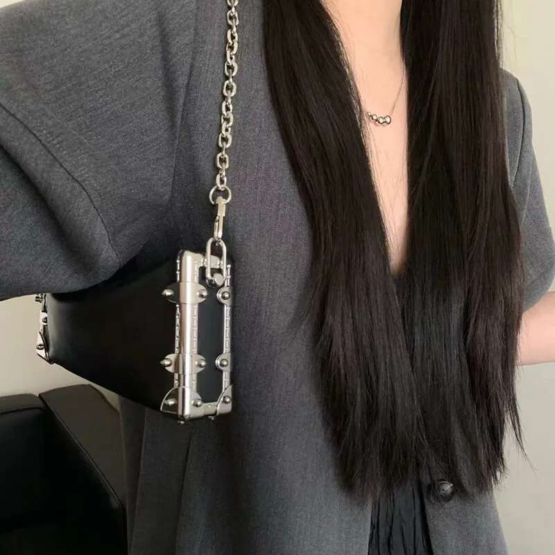 Genuine Leather Box Bags For Women Designer Handbag Purse 2025 New Vintage Soft Cowhide Chain Rivet Shoulder Crossbody