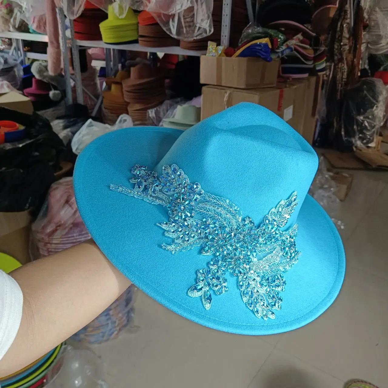 Rhinestone Hat Fedora Hat 3D Rhinestone Womens Jazz Hat Support DIY Fedora Hat Product Release Sombrero Hat 250325