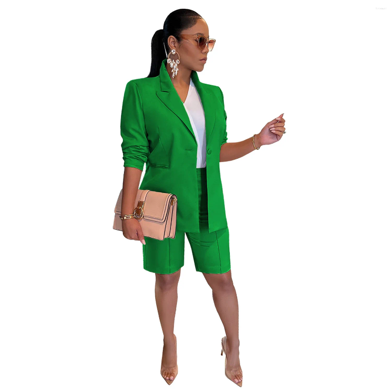 Womens Tracksuits Suit Blazer And Pants Casual Fashion Solid Long Sleeved Versatile Coat Tight Shorts Set Slim Fit Office 2 Piece