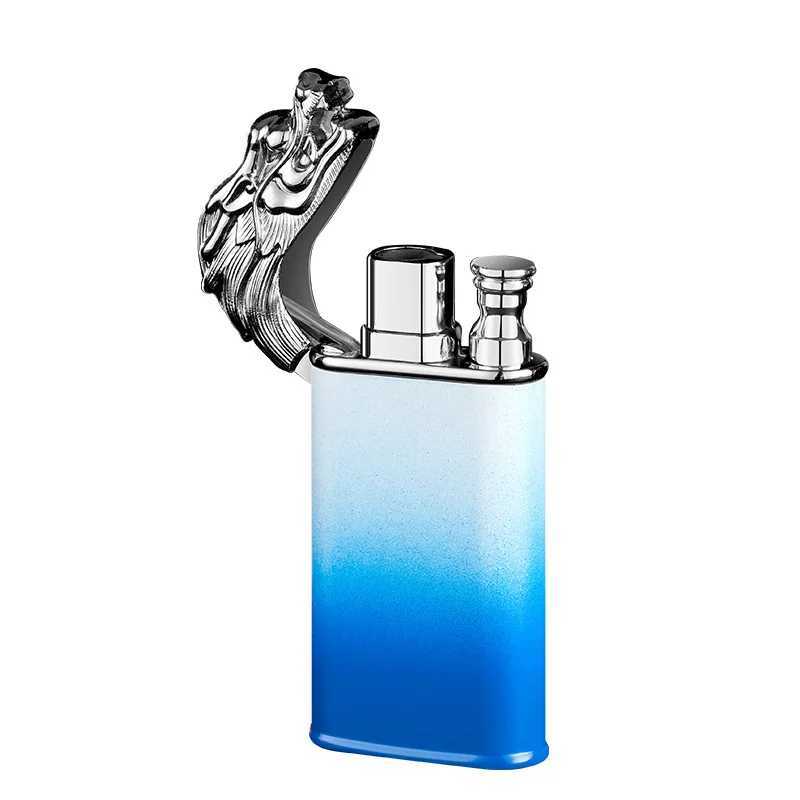 Metal Lighters Double Flame Cigarette Lighters Windproof Inflatable Lighters Gradient Colour Butane Torch Lighters Mens GiftsC250326