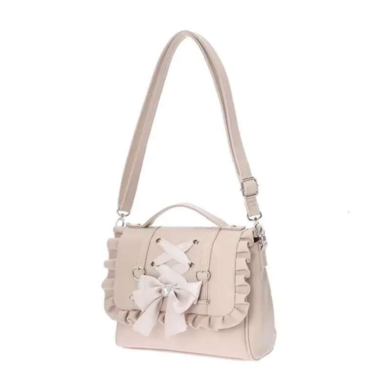 Xiuya Sweet Handbags For Women Pink Cute Elegant Puttee Shoulder Fashion Kawaii Japanese Lolita Bow Tie Designer Bag