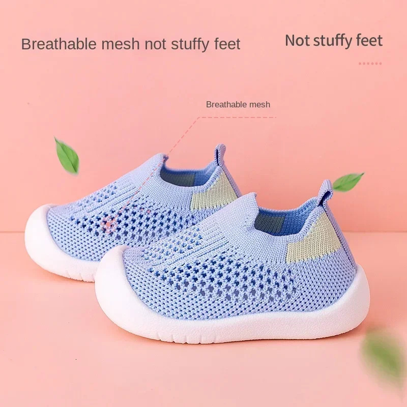 Spring Summer Toddler Shoes Breathable Knitted Kids Sneakers Boys Slip-on Tennis Shoes Girls Soft Non-slip School Casual Shoes 250326