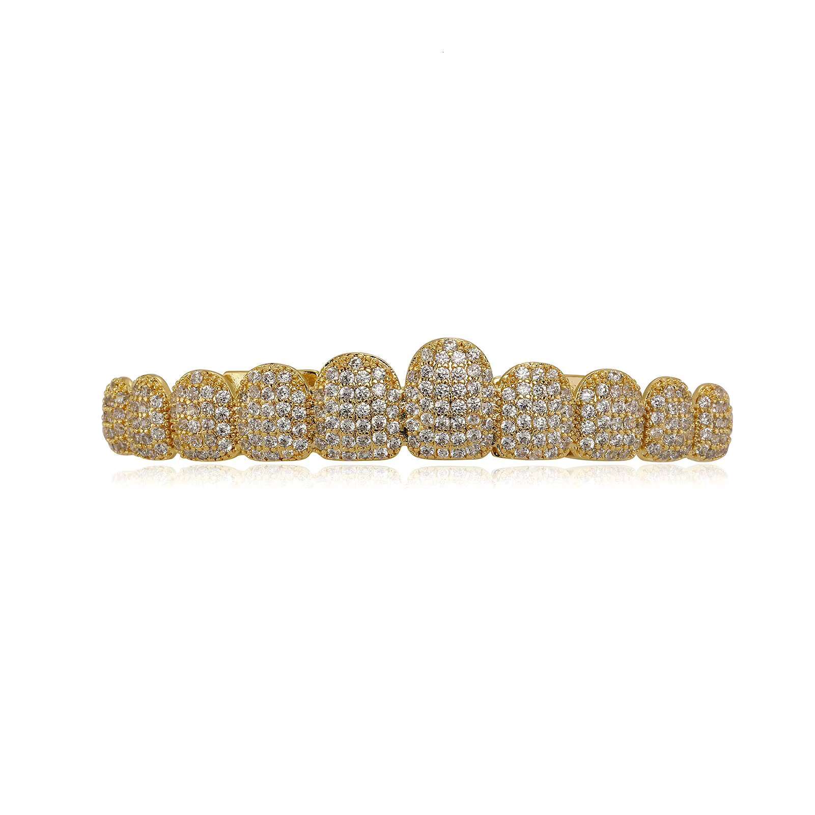 Hip Hop Moissanite Simulated Diamond Teeth Grills 10 Teeth Top Bottom Grills Dental Mouth Punk Tooth Caps Cosplay Rapper Jewelry