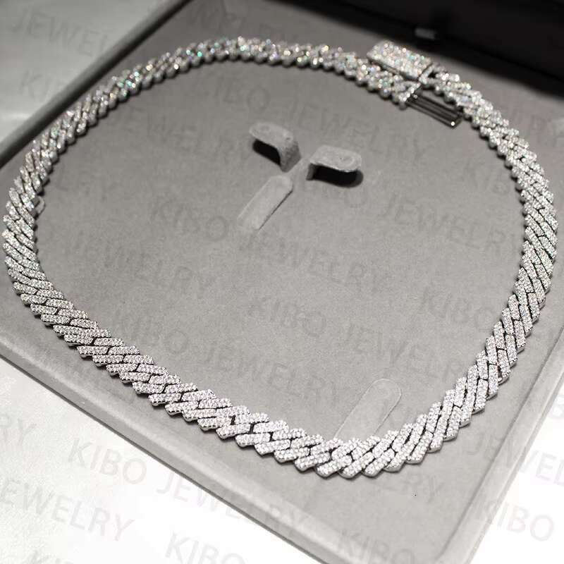 8mm 10mm 925 Sterling Silver Iced Out Moissanite Cuban Link Chain for Men Women Hip Hop Jewelry