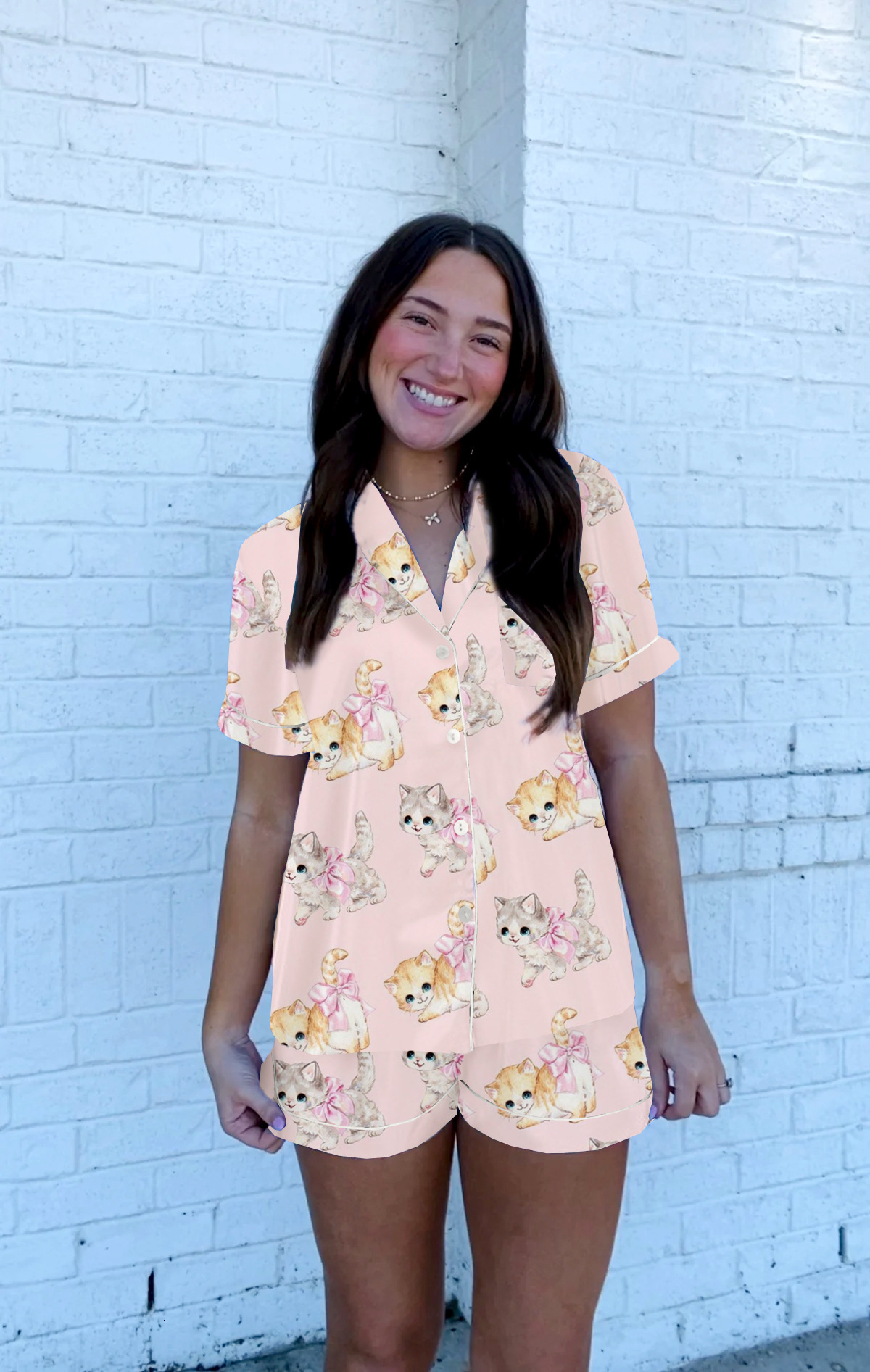 S3388 Summer Monkey Print Temperament Home Clothes Adult Women's Pajama Set