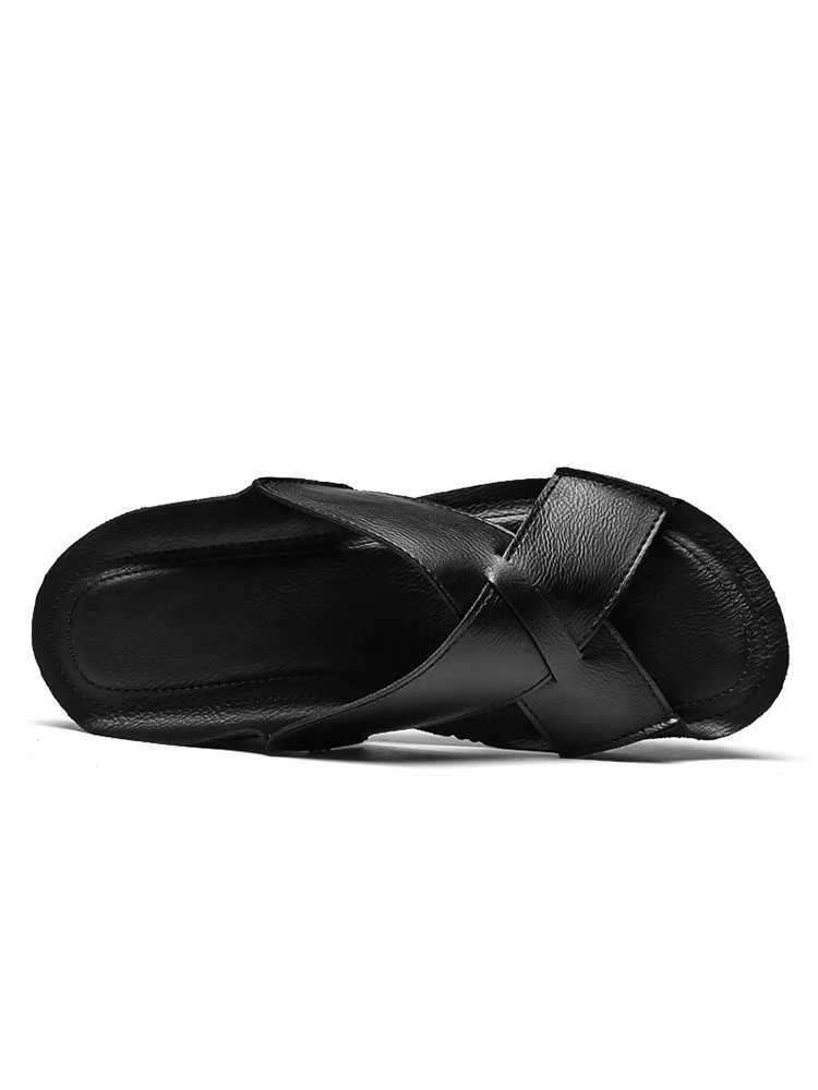 Summer mens black brown sandals handmade outdoor slippers mens N-Slip flip slippers comfortable casual shoes MocassinXJ250326