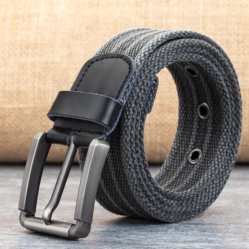 Canvas strap for mens casual luxury designer jeans accessories polyester woven nylon youth stripe clip buckle strap W250326