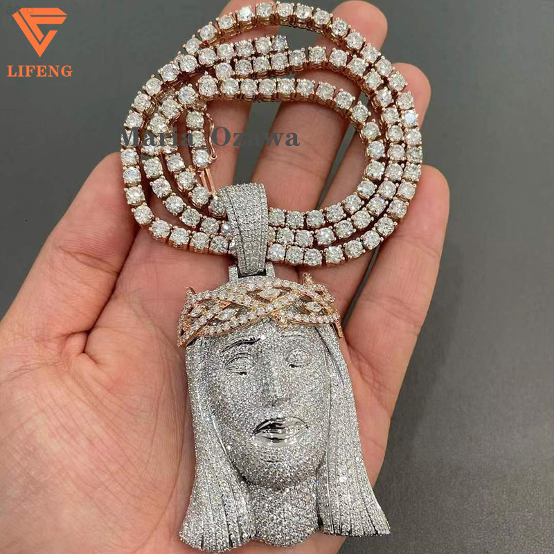 New Custom Ice Out Personality Pendant Necklace Tennis Chain Suit Hand Inlaid Moissanite Hip Hop Jewelry