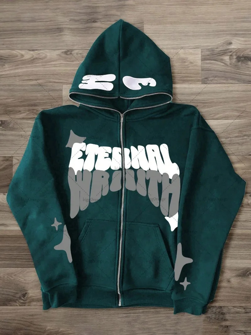 Hip hop Trendy Streetwear Jacket Vintage Harajuku Y2K Star Print Oversized Sweatshirt Colorful Punk Casual Loose Zipper Hoodie Mens 250324