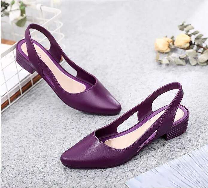 Women 2025 New Sandals Jelly Black Blue Square Heels Pumps Ladies Fashion Summer Party Shoes