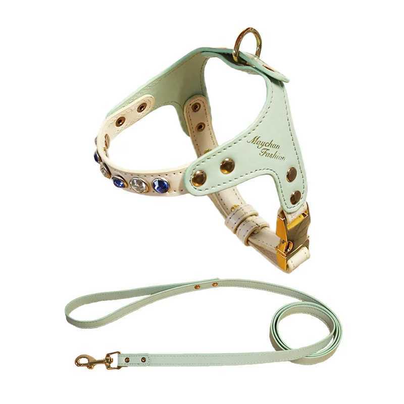 PU leather dog and cat harness vest and belt set imitating diamond pet harness puppy pet harness pet supplies X250326