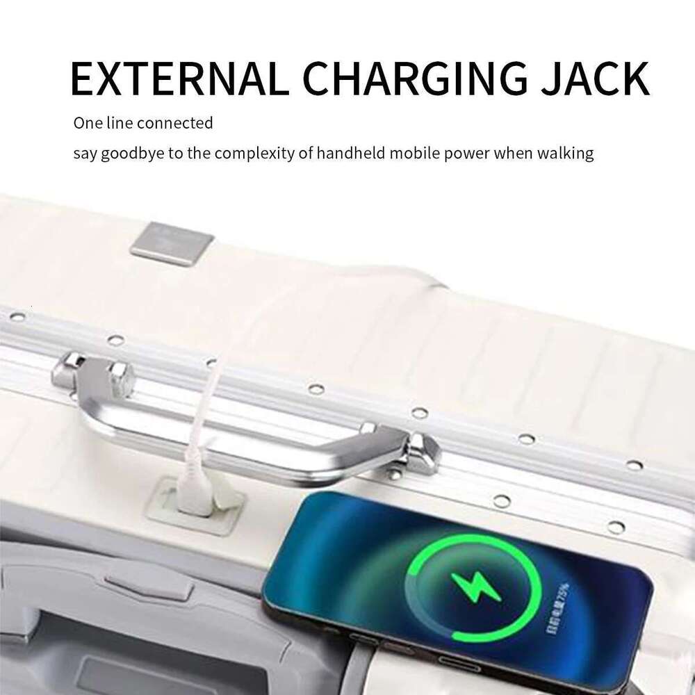 Trolley 20 24 26 28" Aluminum Frame Rolg Case USB Travel Suitcase Wheels Combination Lock Carry on Lage