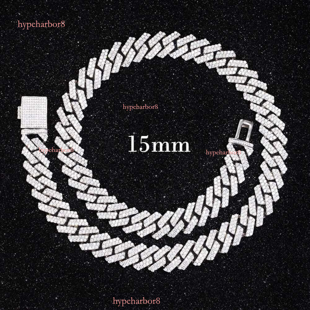 designer chain necklace hip hop jewelry 15mm wide 2rows k chains vvs moissanite white gold plated sterg sier cuban bracelets