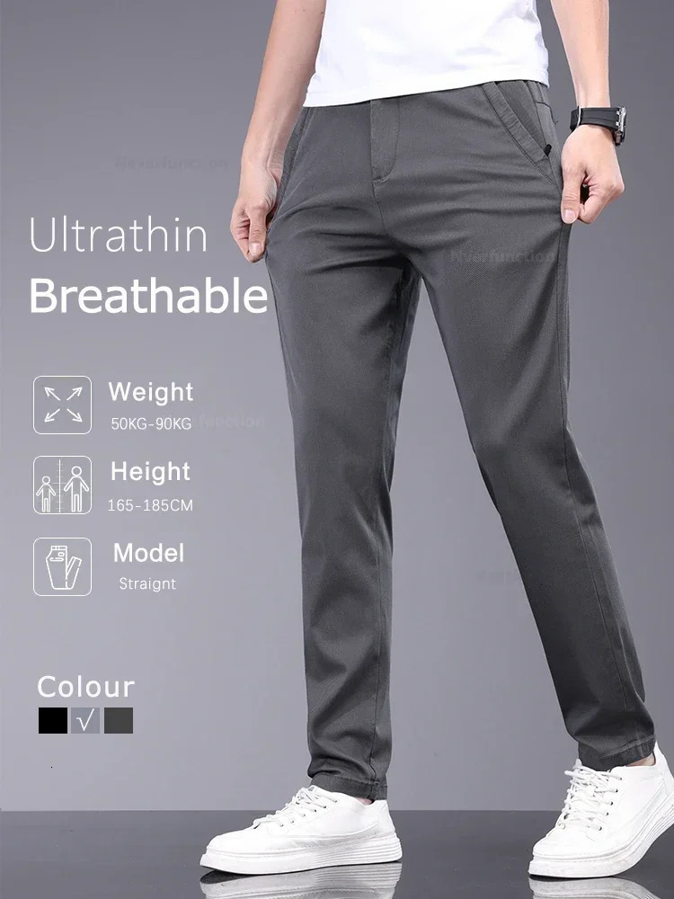 The main promotion for spring and summer 2024 is thin casual pants suitable mens elastic breathable soft straight sportswear 250326