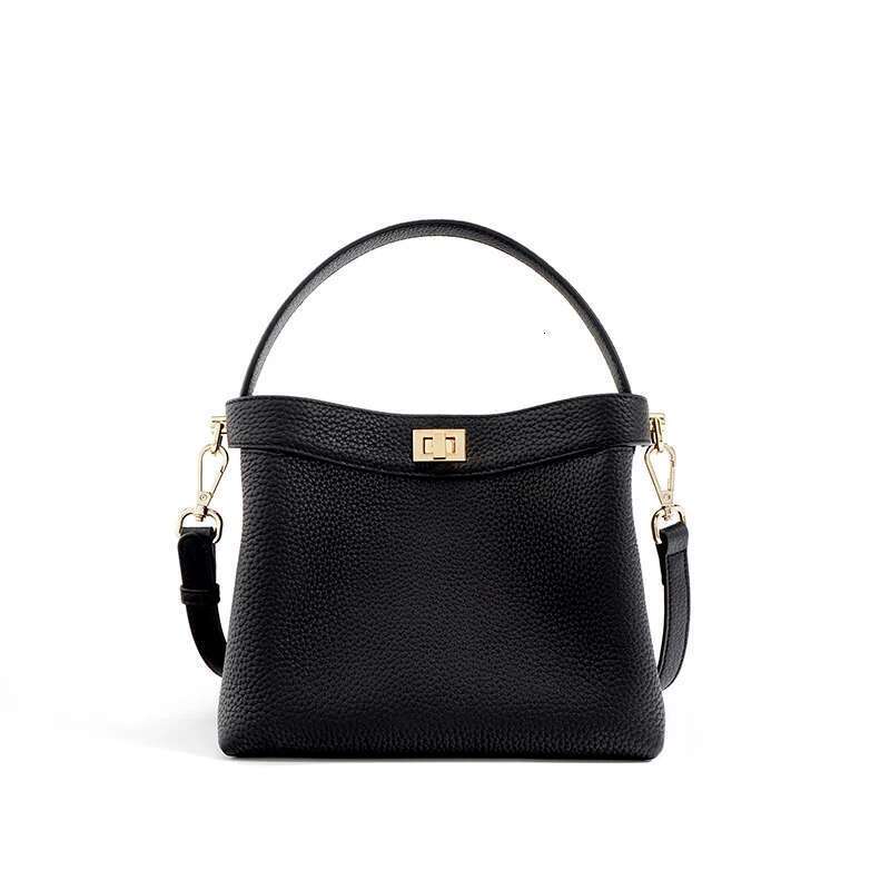 Women's Bags Famicare Genuine Leather Bucket Handbag Women Simplicity Crossbody Messenger Lady Fashion Small Square Shoulder Bag New