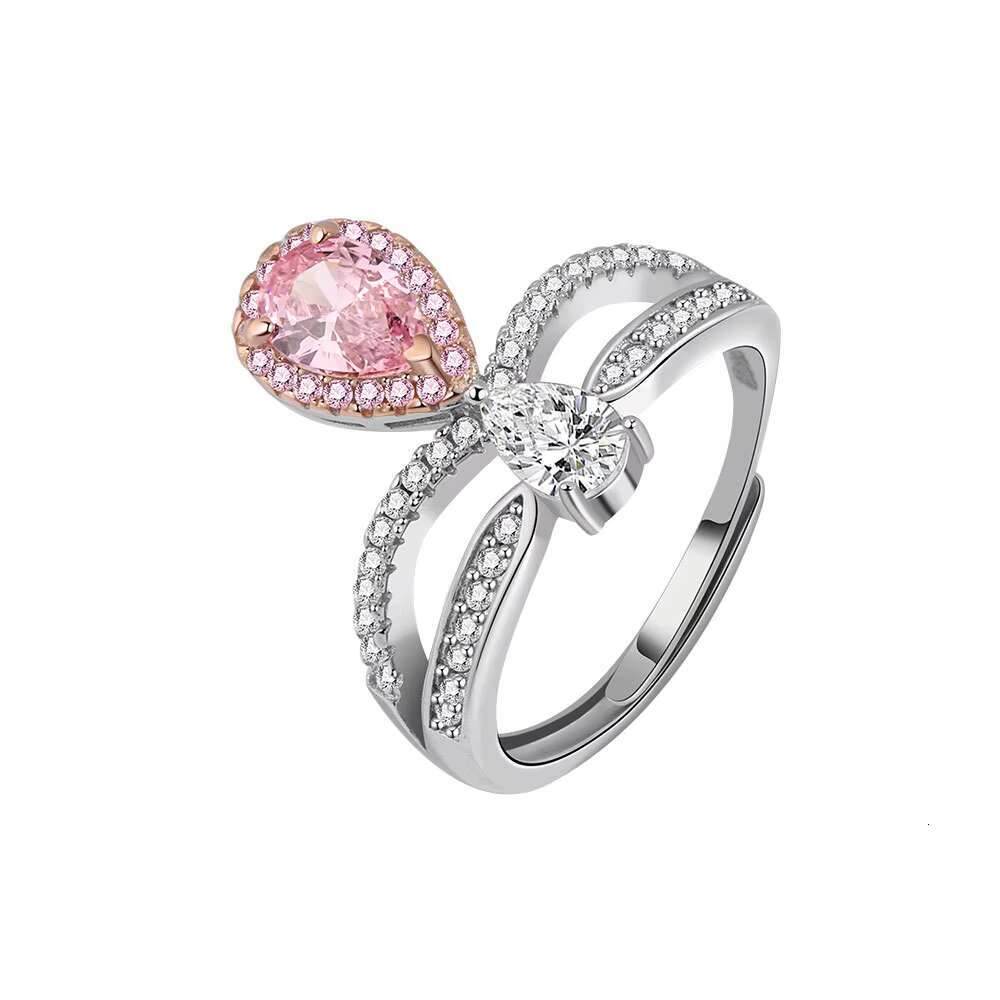 Adjustable 925 Sterling Silver Engagement Ring Rhodium Plated With Moissanite and Cubic Zirconia Diamonds Price Ring