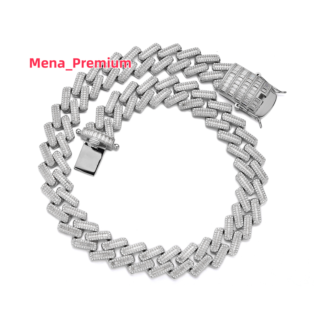 High Quality Hip Hop Jewelry Moissanite Customized Iced Out Cubic Zircon 925 Sterling Silver Cuban Chain Necklace for Men
