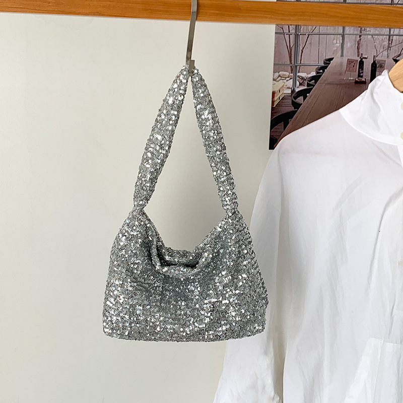Korean Trend Sequin Large Capacity Handbag 2025 Spring And Summer New Fashion Niche Design Full Star Shoulder Bag