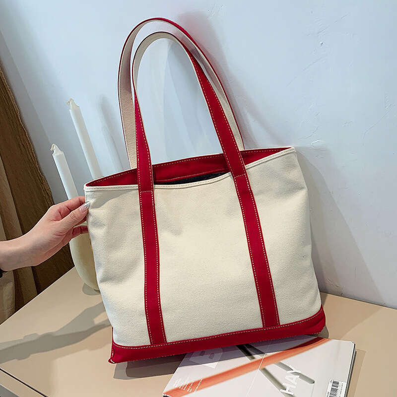 90 Canvas women in 2024, new casual and versatile canvas for students, simple tote bag