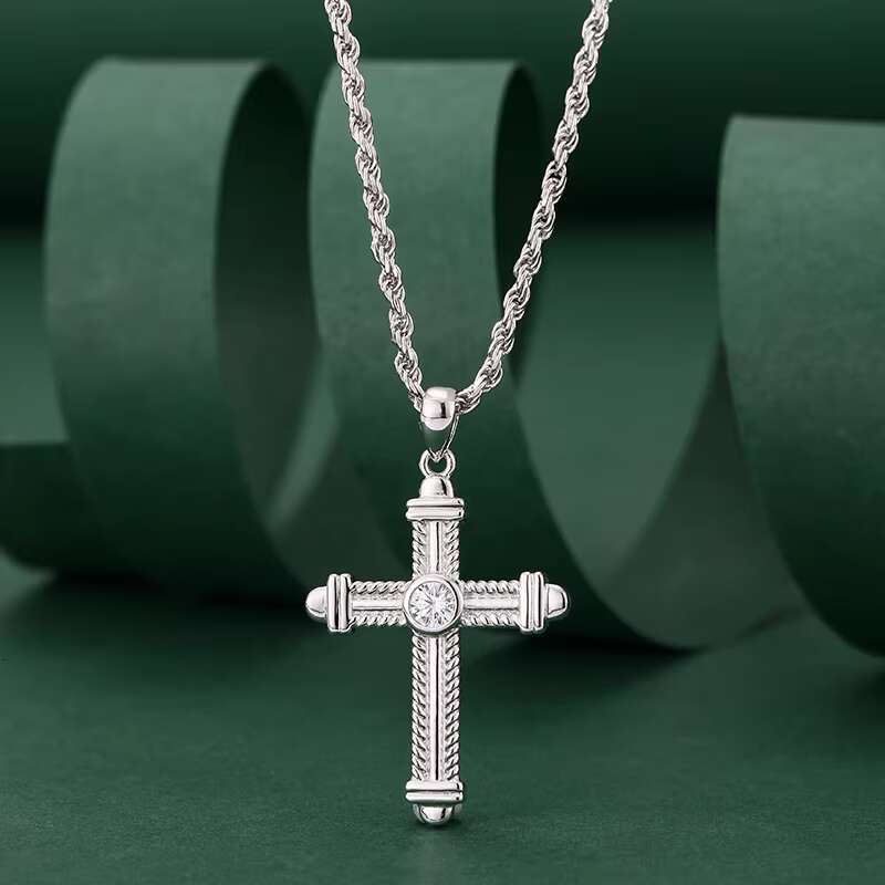 Hip Hop 925 Sterling Silver 4mm D Grade Vvs1 Moissanite Cross Pendant 18k Gold Plated Women Necklace for Men Jewelry