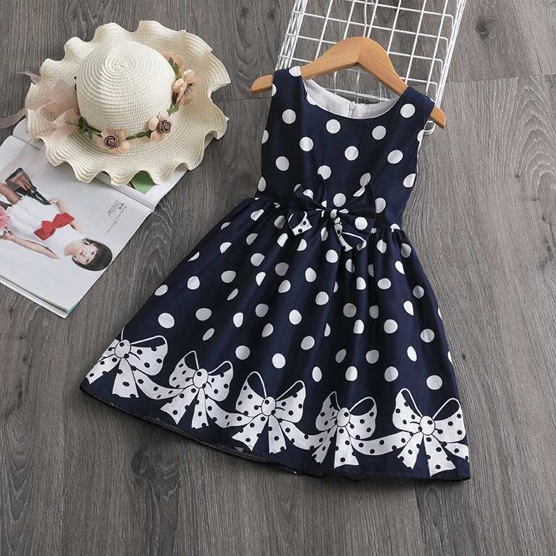 Summer girls short sleeved childrens dress polka dot dress wedding birthday Par Vestidos 3 6 7 9 12 year childrens casual clothing W250326