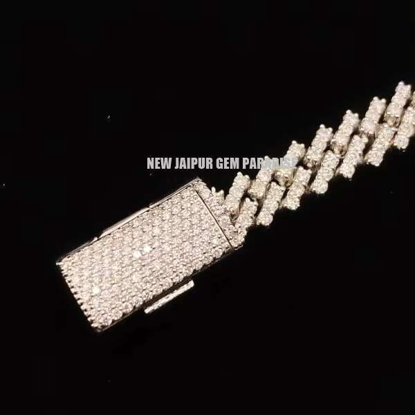 8MM VS1 Moissanite Diamond Miami Cuban Chain With 14k White Gold Finished in Sterling Silver 925 18 - 26 Pass the Diamond