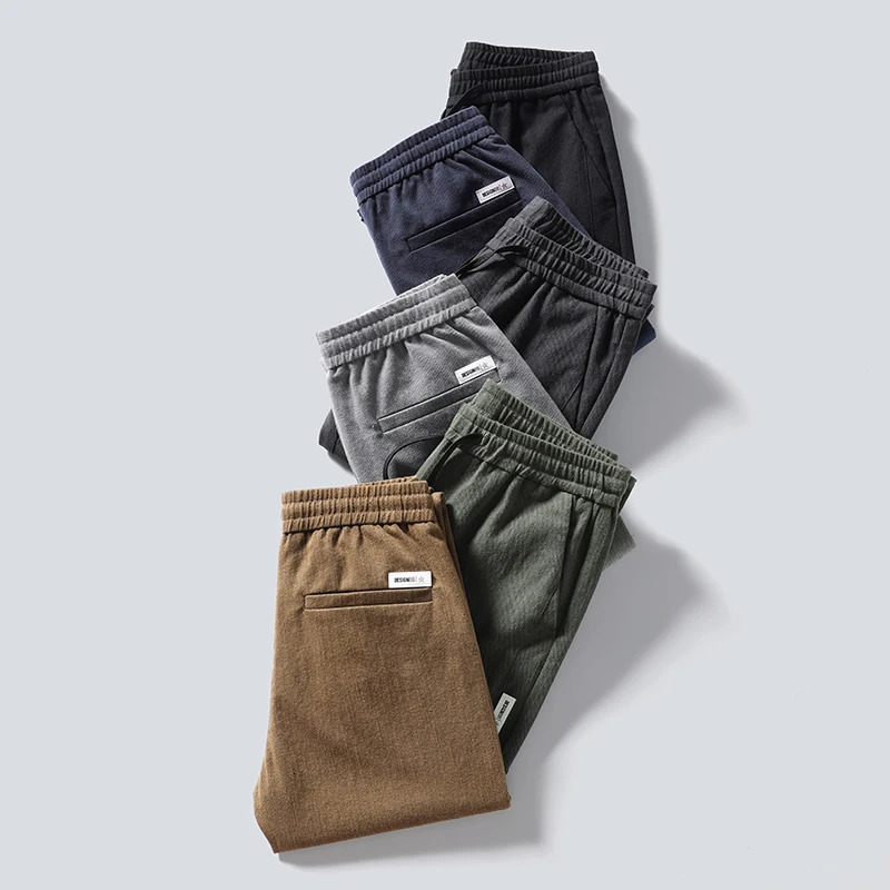 2025 SpringSummer Mens Casual Pants Fashion Thin Elastic Korean Business Ultra Straight Blue Grey Khaki 250326