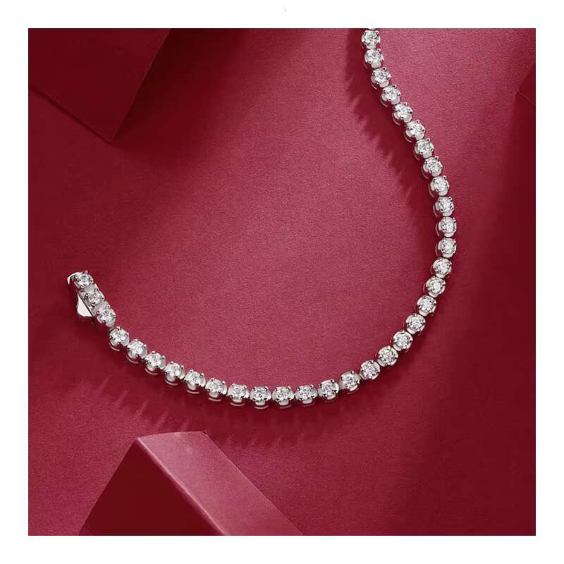 Free Design S925 Sterling Silver 2MM VVS D Moissanite Diamond Tennis Chain Bracelet for Women